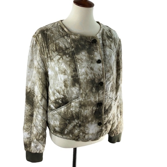 Anthro Women Sz S Marrakech Camo Quilted Jacket Oversized Boxy Short Moto Casual - Picture 4 of 11